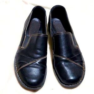 Clarks Collection Black Leather Loafers Womens